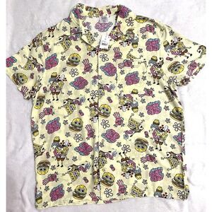 NWT SpongeBob SquarePants XXL Men's Dress Shirt Yellow With Characters